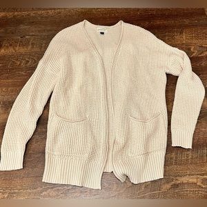 Cream waffle-knit cardigan